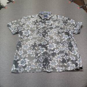 Tommy Bahama Silk Blend Hawaiian Shirt, Size XL — Dark Floral Print